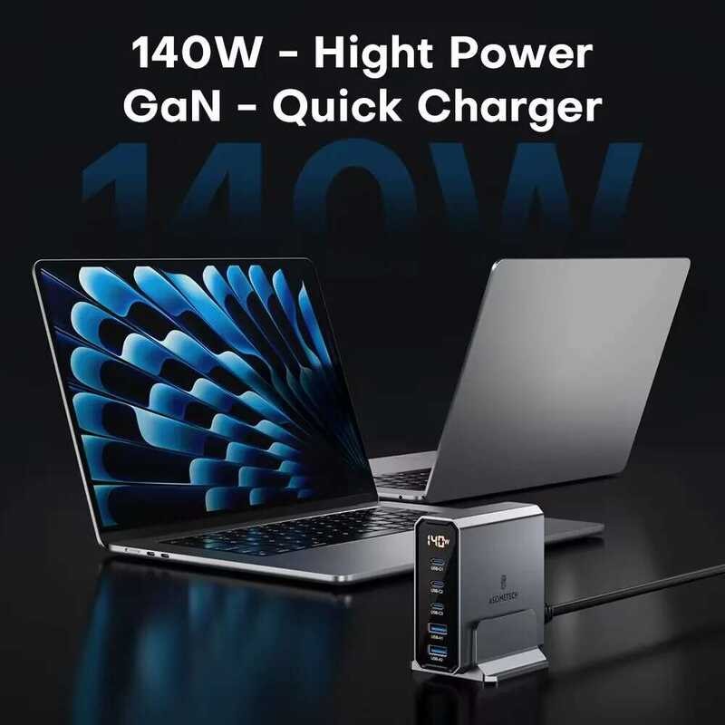 ❥ เครื่องชาร์จ 140W Gan ที่ชาร์จ หลายพอร์ตที่ชาร์จ USB Ty