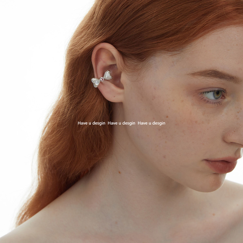 Have u desgin Bow Ear Bone Clip High-End Unique Light Luxury Niche Temperament
