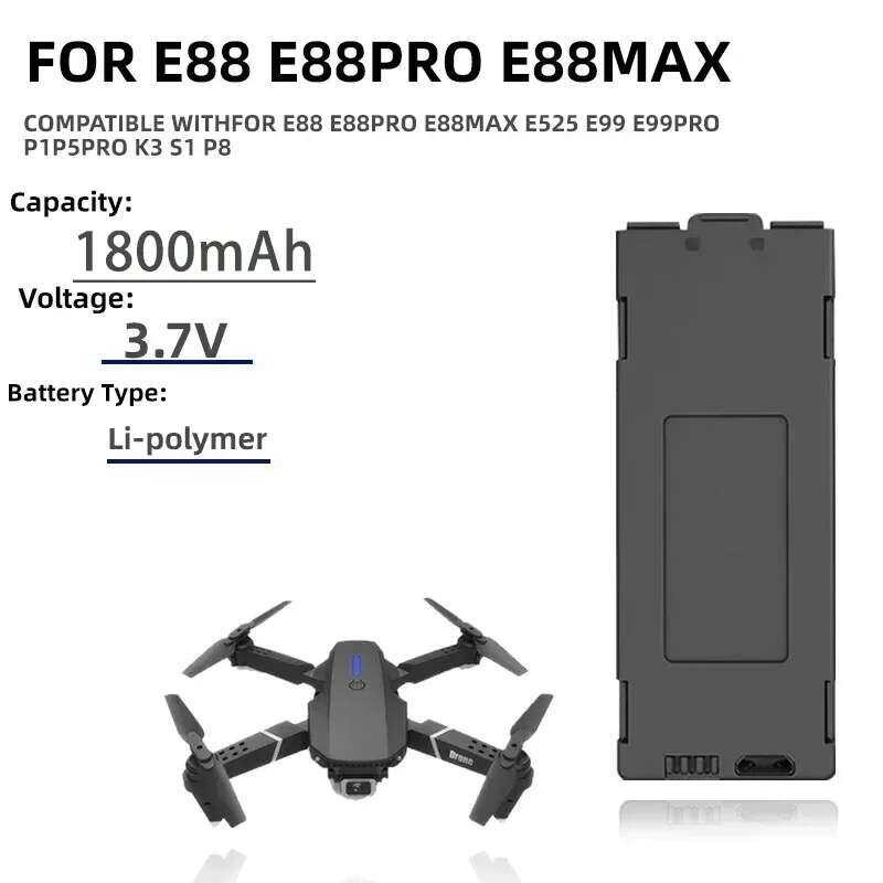 ❥ 3/6Pcs แบตเตอรี่ 3.7V 1800Mah Original E88 Droneแบตเตอรี่สําหรับrc Drone E88pro E99 P1 K3 P10