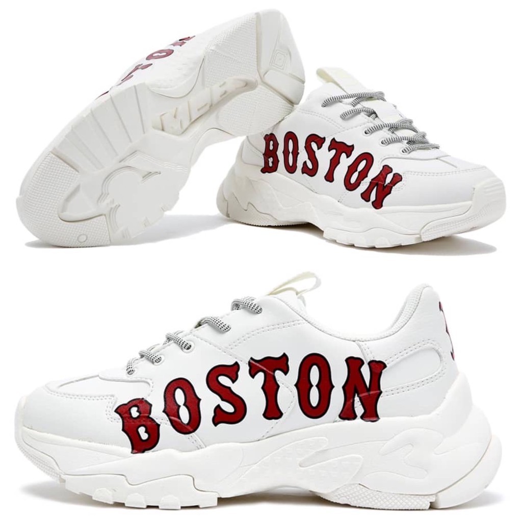 ♞,♘,♙[บวก0.5-1] รองเท้าผ้าใบ เกาหลี  MLB BIG BALL CHUNKY สีขาว logo BOSTON