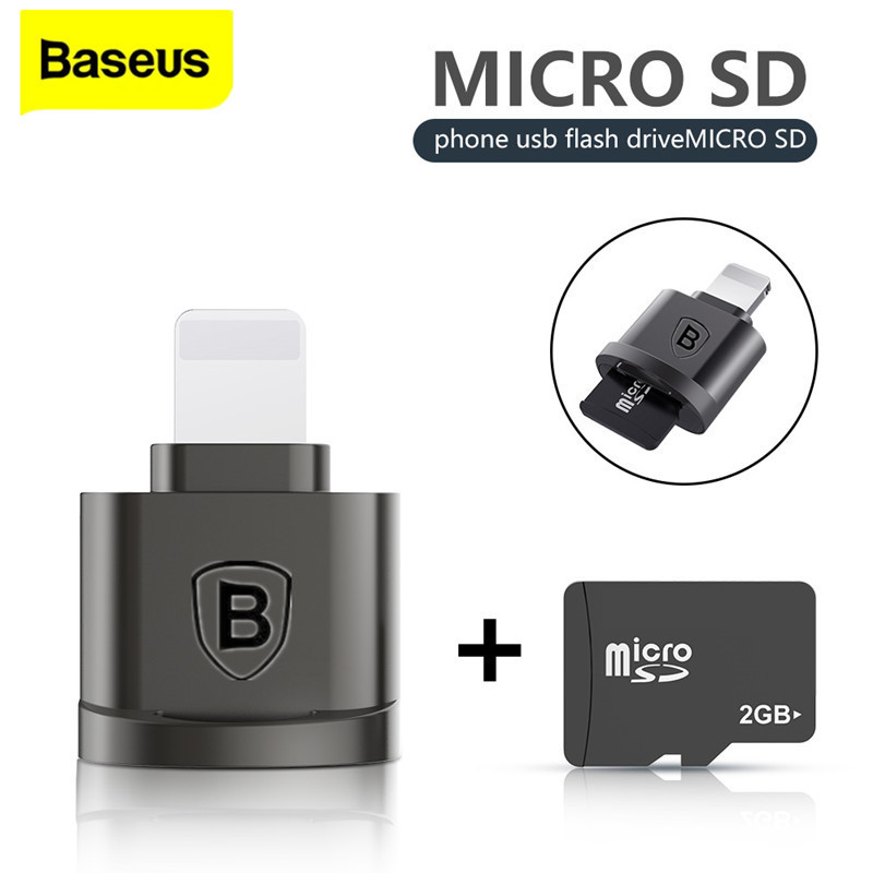 Baseus Mini Micro SD TF Card Reader อะแดปเตอร์ 8 Pin OTG เครื่องอ่านการ์ดหน่วยความจําสําหรับ iPhone