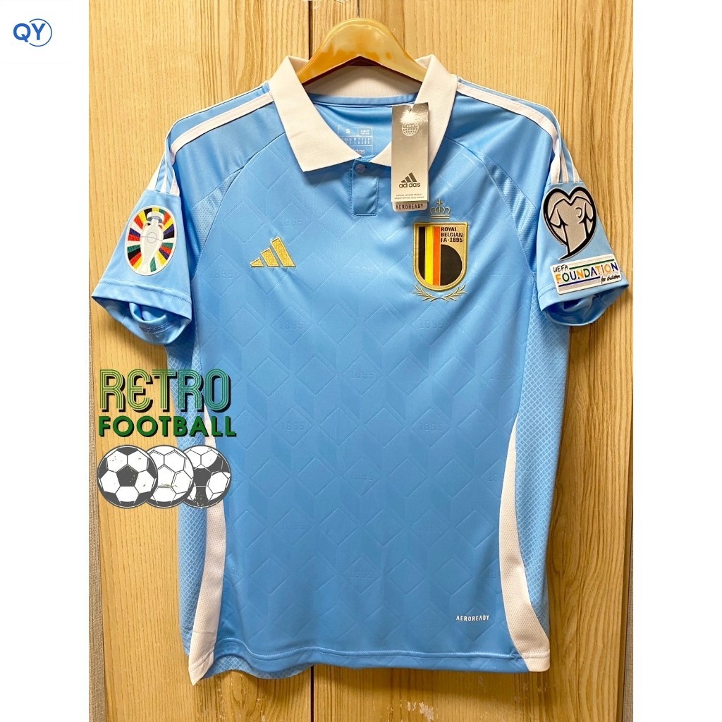 เสื้อฟุตบอล ทีมชาติ เบลเยี่ยม Away ชุดเยือน ยูโร 2024 [ 3A ] เกรดแฟนบอล เสื้อเปล่าพร้อมอาร์ม ยูโร2ข้างตรงต้นฉบับ