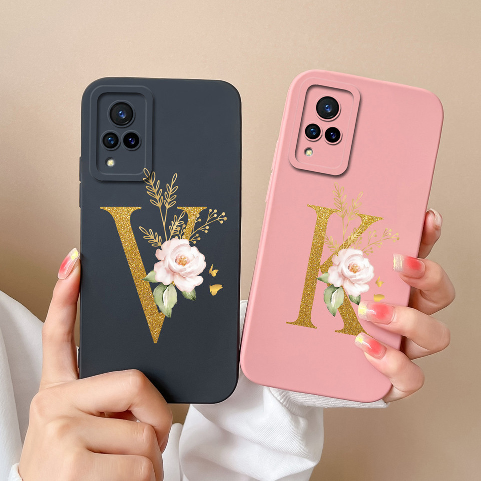 สไตล์เพื่อนสําหรับ VIVO V21 V20 กรณีดอกไม้ทองเริ่มต้น Liquid Soft ซิลิโคนปกหลังลื่นกันกระแทกกระเป๋าโทรศัพท์สําหรับ V 21 V20-V2025 Shell ปลอกที่อยู่อาศัย Capa