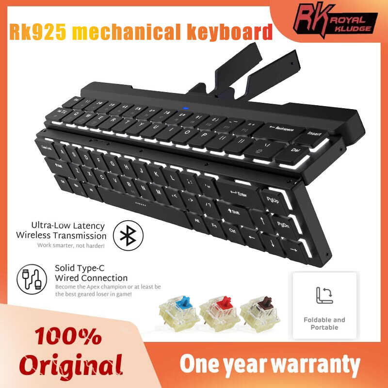 RK Royal Kludge Foldable Mechanical Dual Mode Wireless Bluetooth, 68 Keys Keyboard Black