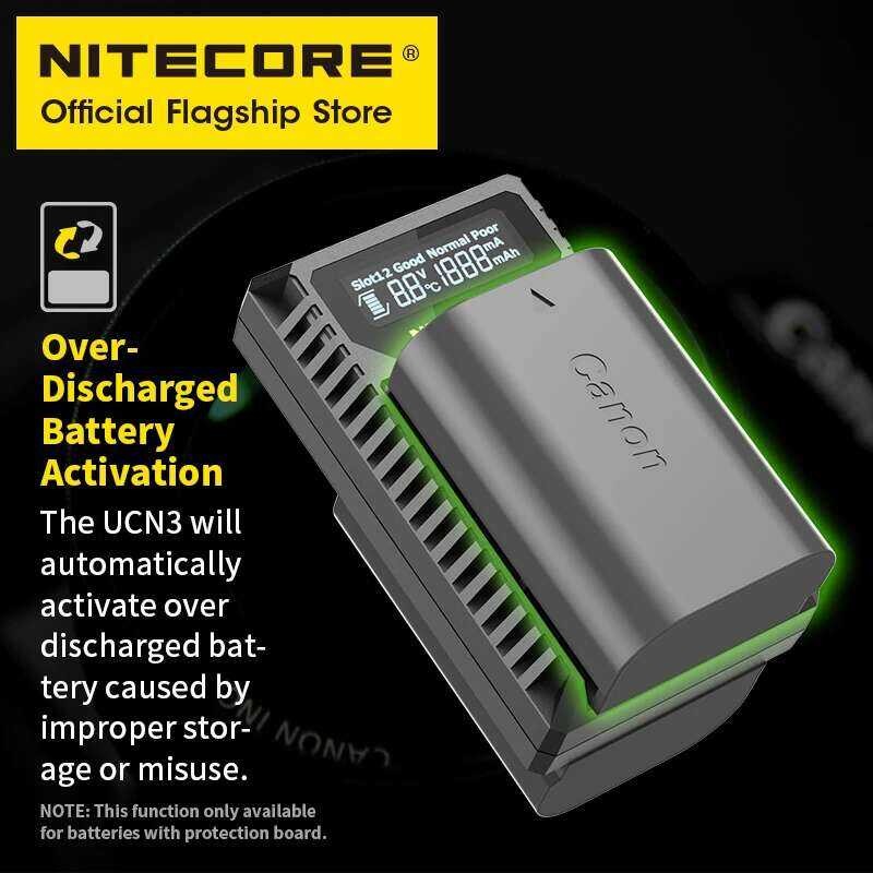 ❤️ NITECORE Ucn3 กล้องดิจิตอล USB Dual Slot Charger DC 5V 2A สําหรับ Canon Lp-E6n EOS 5Ds 6D 7D