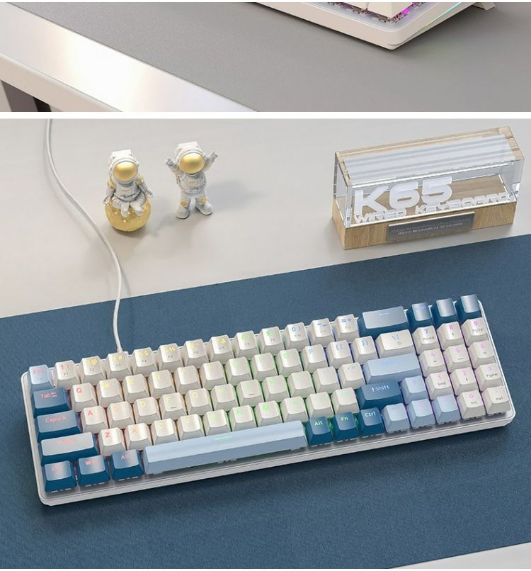 Freewolf K65 Mechanical Keyboard E-Sports มีสาย Hot-swappable RGB