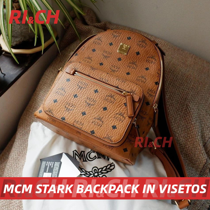 ♞,♘#Rich ราคาถูกที่สุดใน Shopee แท้MCM STARK BACKPACK IN VISETOS SMALL SIZE 33CM กระเป๋าเป้สะพายหลั