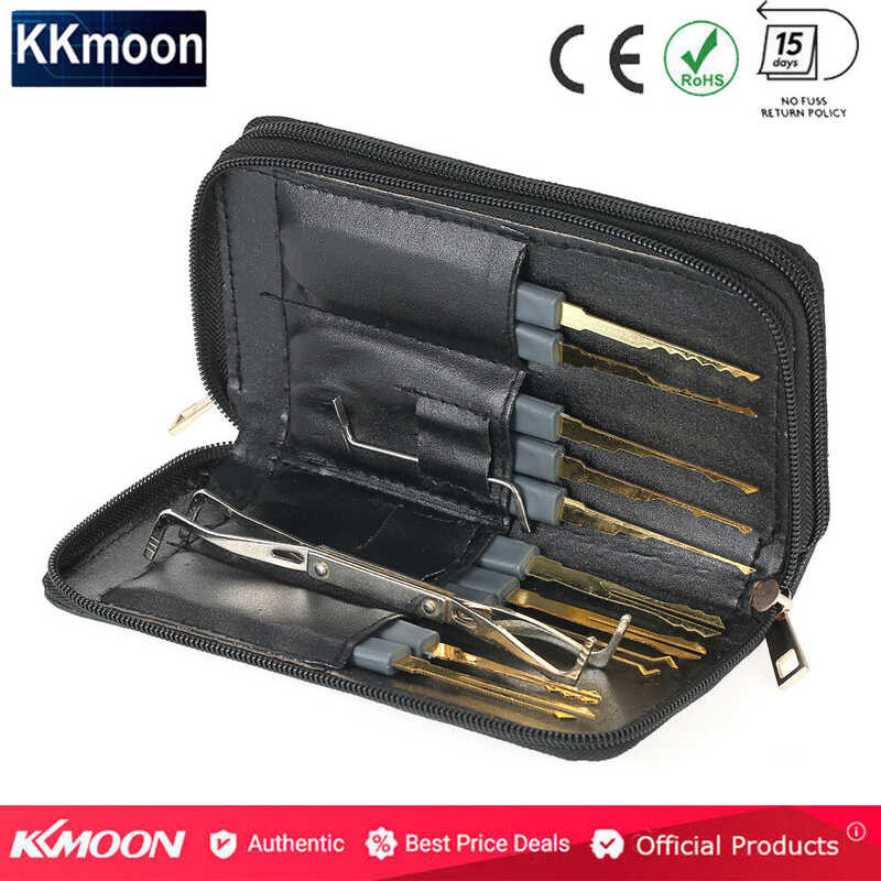 Kkmoon 24Pcs Professional Unlocking Lock Picking Tools Set Practice Lockset Kit With Leather Case F set