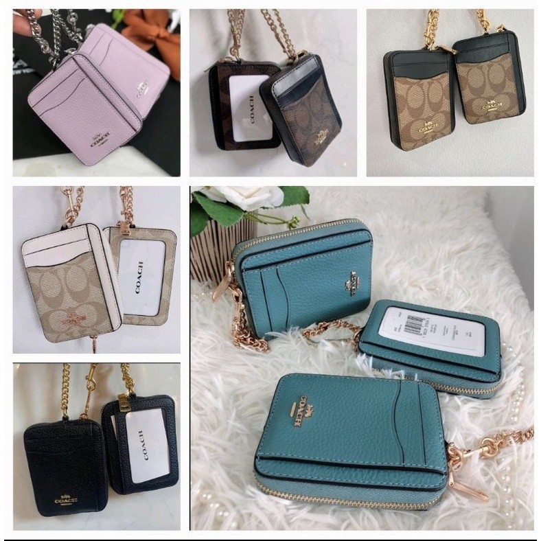 ♞,♘,♙แท้ พร้อมส่ง กระเป๋าใส่บัตร COACH C0058  6303 ZIP CARD CASE IN SIGNATURE CANVAS