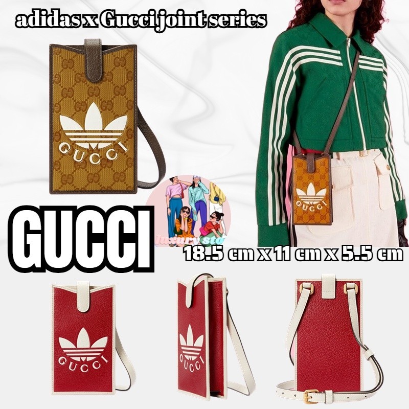 ♞กุชชี่  GUCCI  adidas x Gucci joint series เคสโทรศัพท์มือถือ กระเป๋าสตรี / แมสเซนเจอร์ / กระเป๋าสา