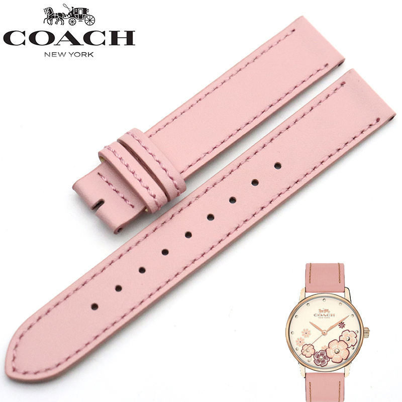 Coach COACH Watch GRAND Series Calfskin Tea Rose Women Strap สีชมพู Glossy Soft 16MM