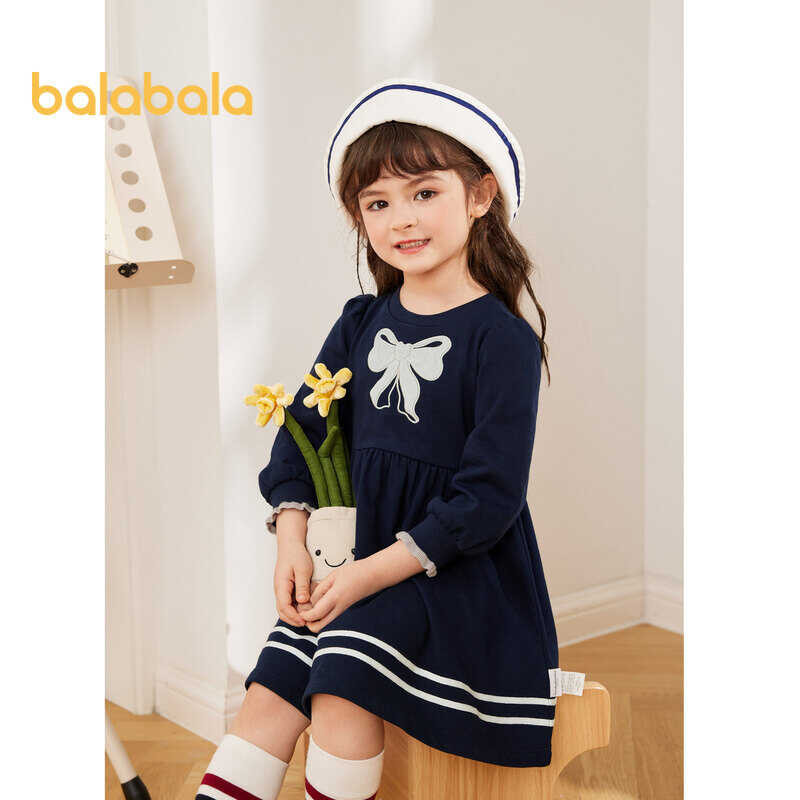 ❤ Balabala Toddler Girl Autumn Bowknot Fashion Sweet Dress