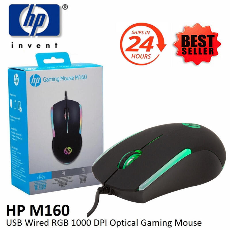 Hp M160 เมาส์สําหรับเล่นเกมแบบมีสาย USB Optical 1000DPI Ergonomik Gamer เมาส์สําหรับคอมพิวเตอร์/แล็ปท็อป
