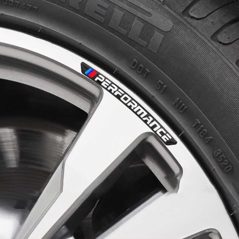 ❤ 4Pcs Decal Wheels Rims Racing Car Sticker Performance Accessorie For E46 E90 E60 E39 F10 F30 E3