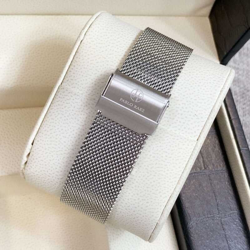 ▥ PABLO RAEZ แฟชั่นผู้ชาย Ultra Thin Quartz นาฬิกาวันที่ชายตาข่ายกันน้ำกีฬานาฬิกา Sier Relogio
