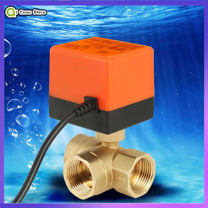 AC 220V บอลวาล์วไฟฟ้าทองเหลือง ทาง 3 สาย T-type 1.6pa ด้าย DN25 G1 "