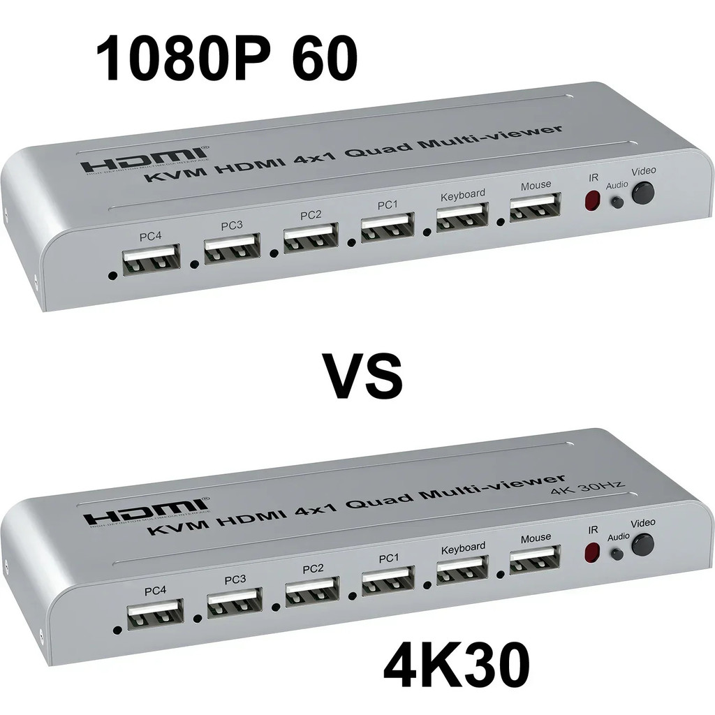 4K 30Hz USB KVM 4x1 HDMI Quad Multi-viewer Vs 1080p 60hz 4x1 Multiviewer 4 In 1 Out Seamless Switche