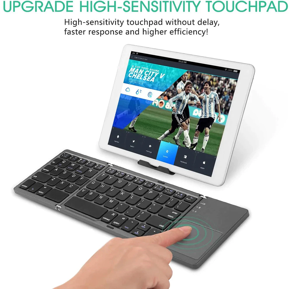 คีย์บอร์ดบลูทูธพับได้พร้อมทัชแพด สำหรับ Android Windows PC แท็บเล็ต thumbnail 4