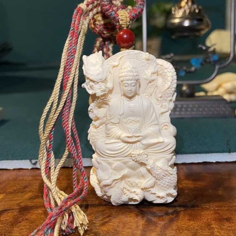 8 แมมมอธงาช้าง Guanyun พระพุทธรูปแฮนด์เมดแบรนด์สองด้านแ