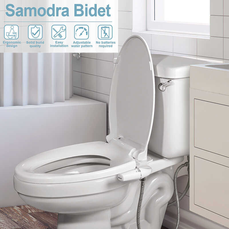 Left Samodra Hand Toilet Bidet Sprayer Non-Electric Dual Nozzle Bidet Toilet Seat Hygienic Shower