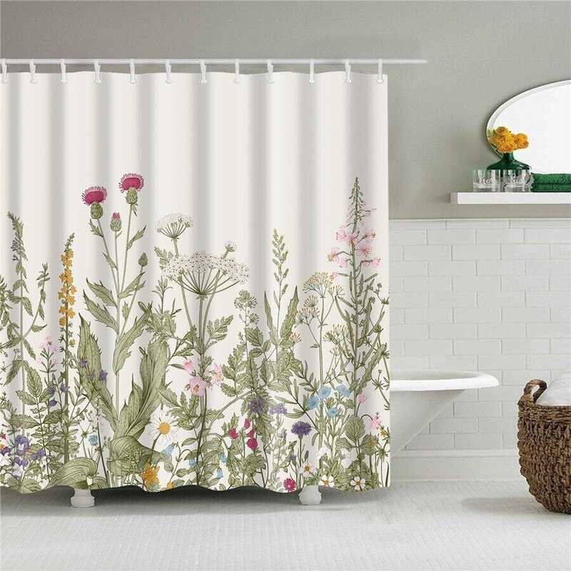Dandelion Flower Red Rose Small Fresh Shower Curtains Bathroom Curtain Fabric Waterproof Polyester