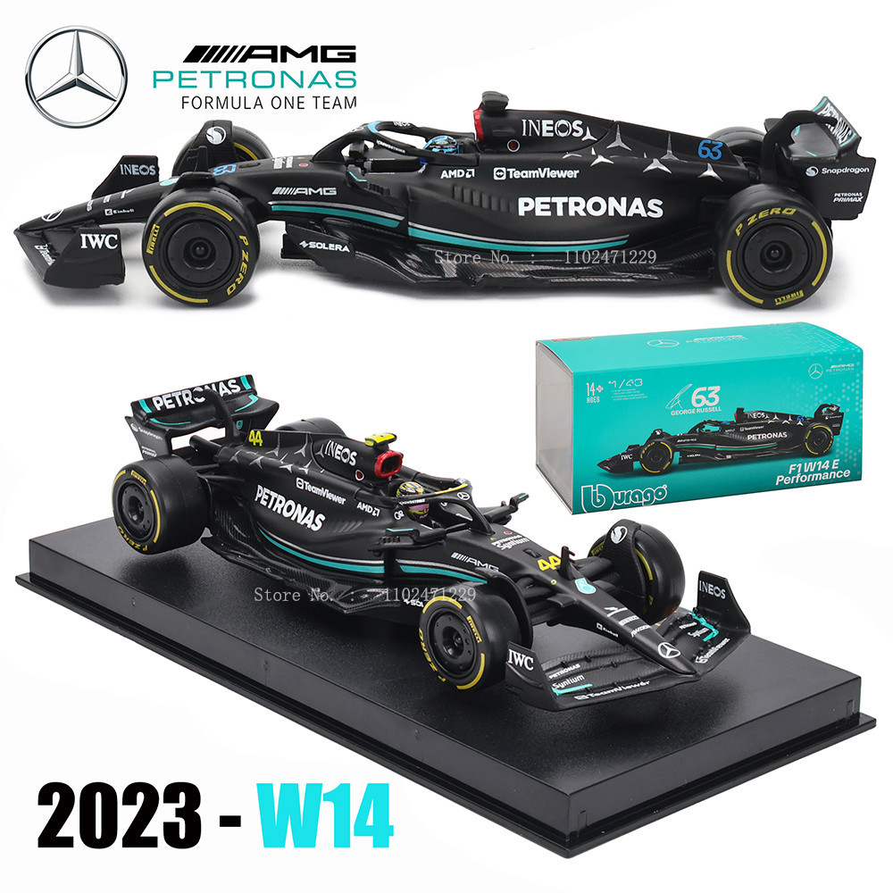 Bburago 1:43 W14 2023 44 Hamilton Merced-AMG Petronas F1 ทีม 63 Russell Alloy Die Cast รถการแข่งขัน
