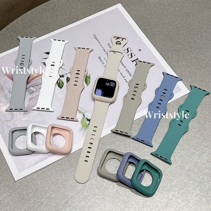 สายนาฬิกาข้อมือ ยางซิลิโคน พร้อมบักเกิลคู่ แบบเปลี่ยน สําหรับ Apple Watch S9 8 7 6 5 4 3 2 1 SE ULT