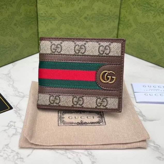 Gucci กระเป๋าสตางค์ หนังแท้ อเนกประสงค์ ใส่บัตรได้ สําหรับผู้ชาย
