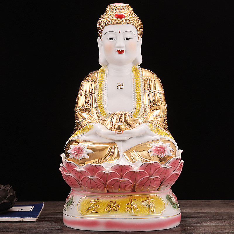 Ceramic Anita Buddha, Medicine Master Buddha, Buddha Statue, Golden Body, Three Treasures Buddha, Shakyamuni Buddha