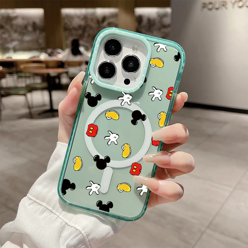 น่ารัก Mickey Gesture สติกเกอร์ไร้สายชาร์จแม่เหล็กสําหรับ IPhone 16 Pro Max ฝาครอบ 16 PLUS ซิลิโคนนุ่มกันชนใสกันกระแทกปลอก