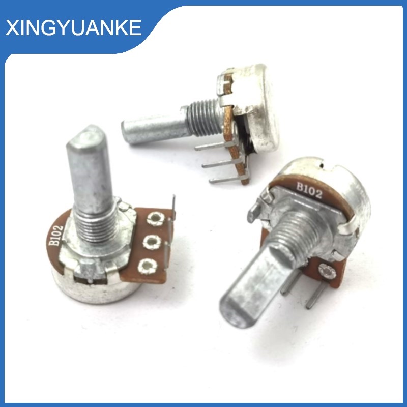 4PCS 148 ประเภทเดี่ยวด้านใน Bend Foot Potentiometer B102 B1K 3-Pin ครึ่งเพลาความยาว 20MMF