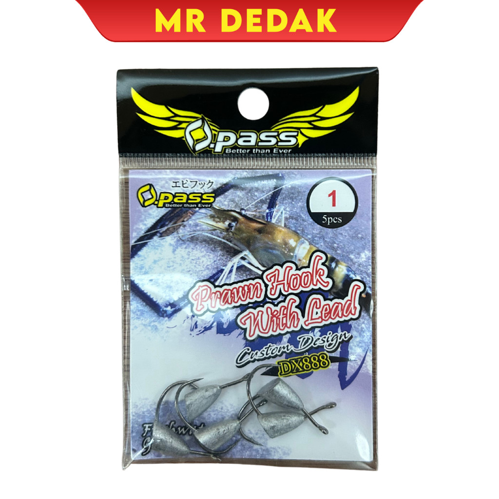 OPASS PRAWN HOOK WITH LEAD DX888 PRAWN HOOK MATA KAIL MEMANCING