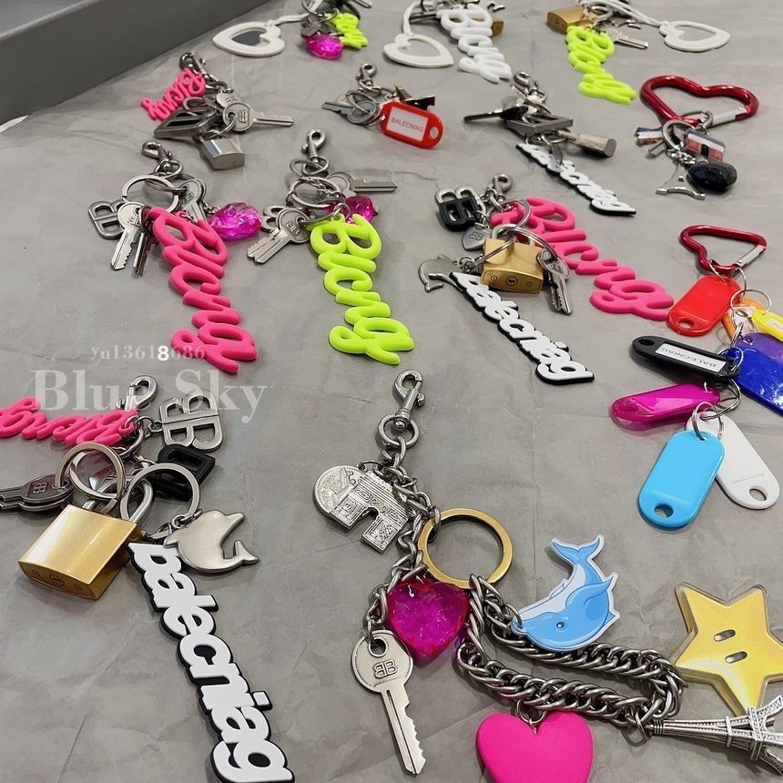 Balenciaga B*A*LE/N-CI**AGA Paris Rodeo Key แหวนกระเป๋าจี้กระเป๋าแฟชั่นส่วนบุคคล DIY Handmade โลหะเค