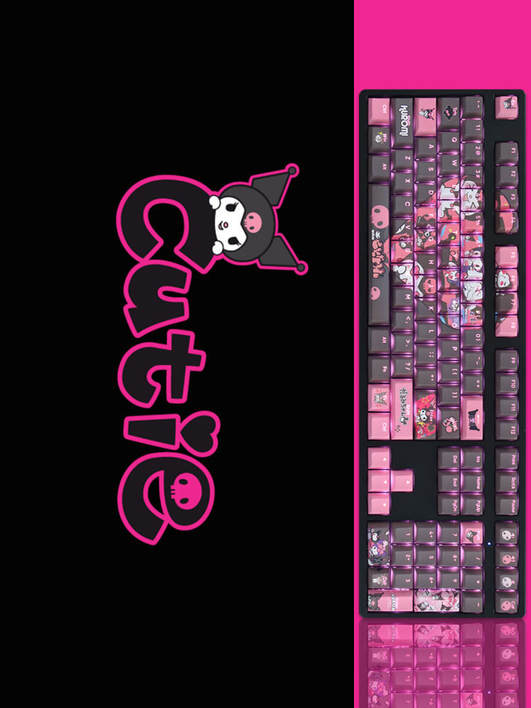 ใหม่ Keycap บุคลิกภาพ Kuromi โปร่งแสง PBT Keycap Kuromi ระเหิด Kawai Sanrio น่ารักสร้างสรรค์ Origina