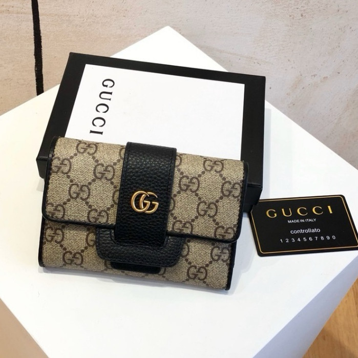 [พร้อมกล่อง] Guccl Gucci กระเป๋าสตางค์ หนังแท้ คุณภาพสูง สําหรับผู้หญิง