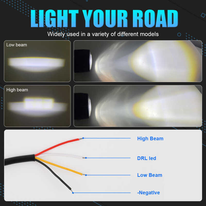 ❤ ANMINGPU Led Work Angel Eyes Waterproof Square LED 12V 24V Motorcycle Headlight Light Bar For T