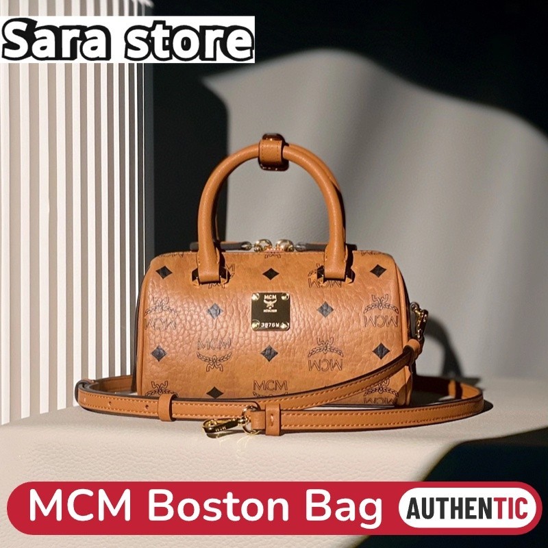 ♞,♘,♙กระเป๋า MCM Essential Visetos Origina Boston Bag Mini กระเป๋าสะพายสตรี