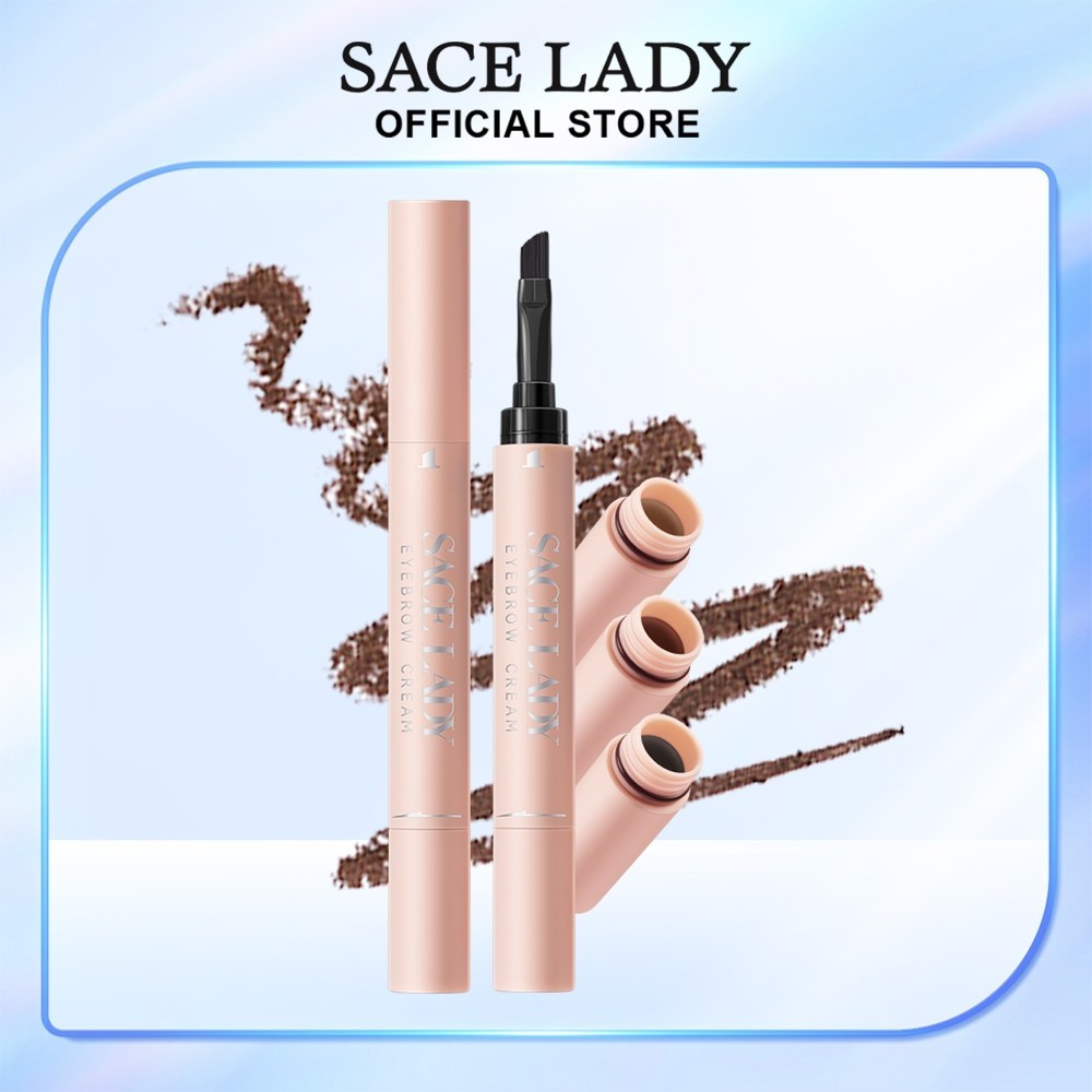 Sace LADY Eyebrow Cream Gel พร ้ อมแปรง 2 IN 1 Pomade Brow Pencil Long-lasting &amp; Waterproof Brow Makeup Brow Stamp