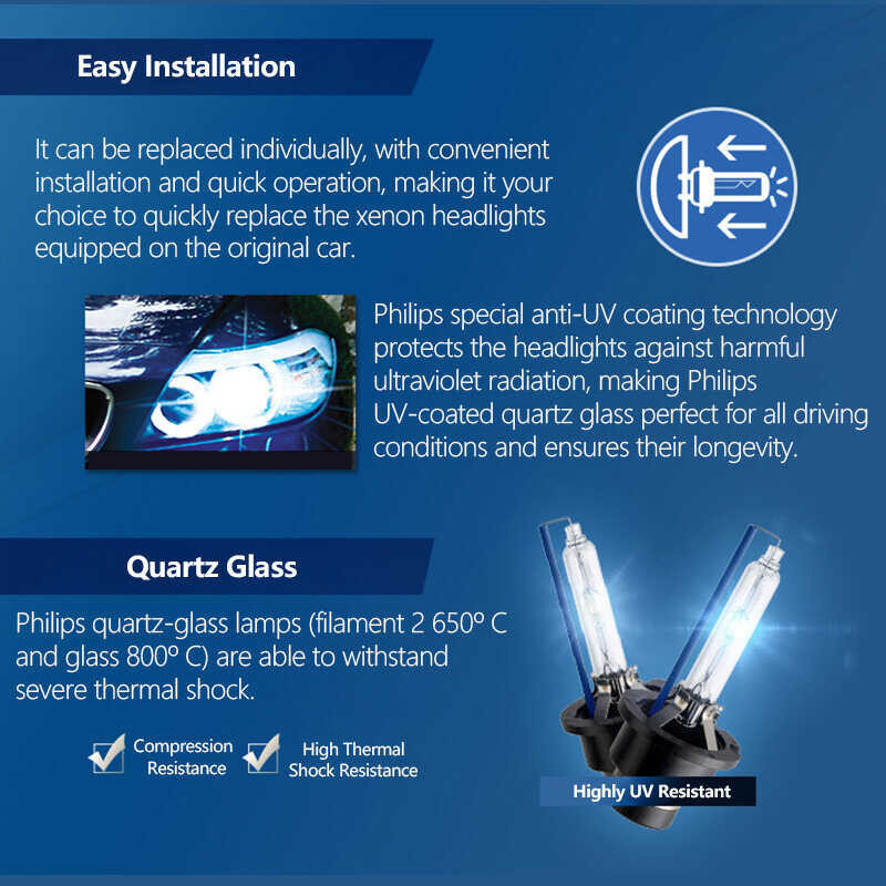 ❤ For Philips Standard D1s D2s D2r D3s D4s 35W Original Xenon HID Headlight Car Bulb Auto Lamp EC