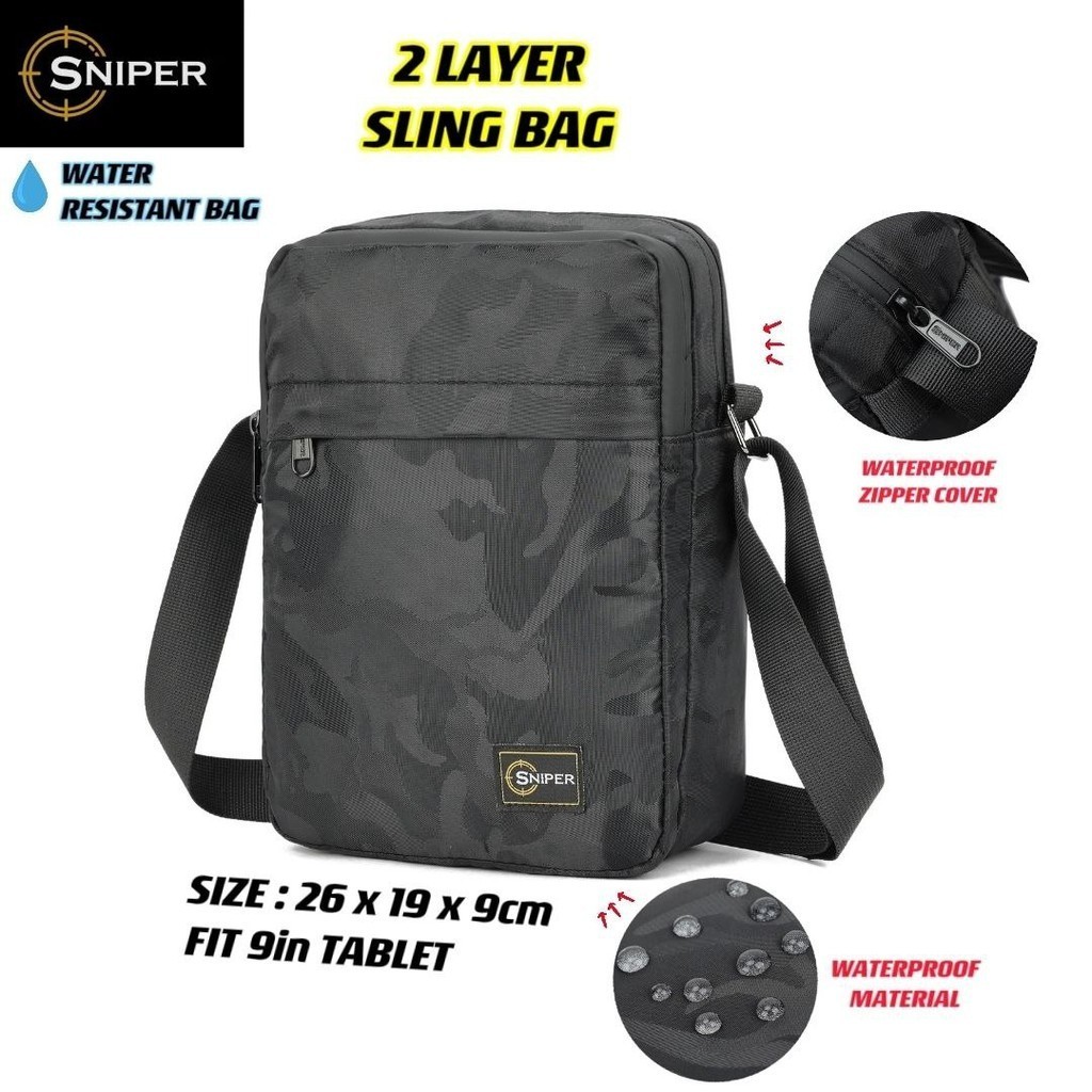 SP083) [SCENTED] คุณภาพสูง Japan Design SNIPER กระเป๋าสะพายข้างพร้อมช่องใส่สองชั้น