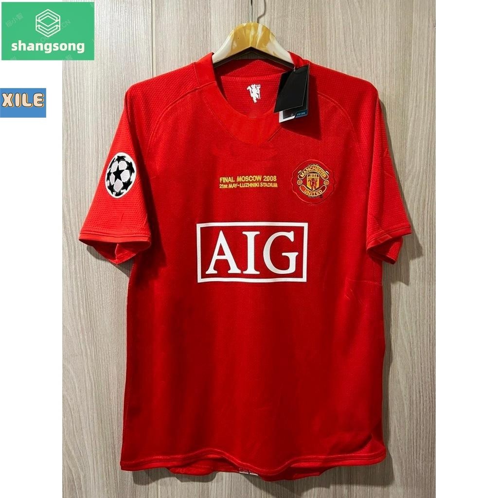 Xile8 【Free Custom 】 - เสื้อฟุตบอล ย้อนยุค แมนยู Home เหย้า 2007/2008 พร้อมชื่อ Cristiano Ronaldo เบ