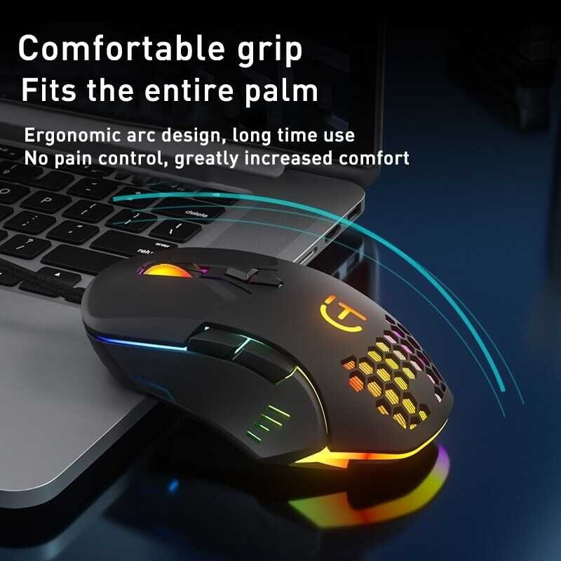 Gaming 【hot】 RGB Ergonomic 2400DPI Optical 7D Button USB Mouse Luminous Wired For Office Laptop C