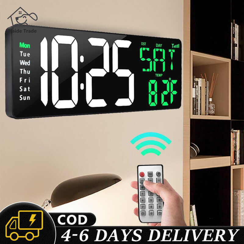Digital 13-inch Led Alarm Time Date Temperature Week Display Wall-mounted Electronic Wall Clock
