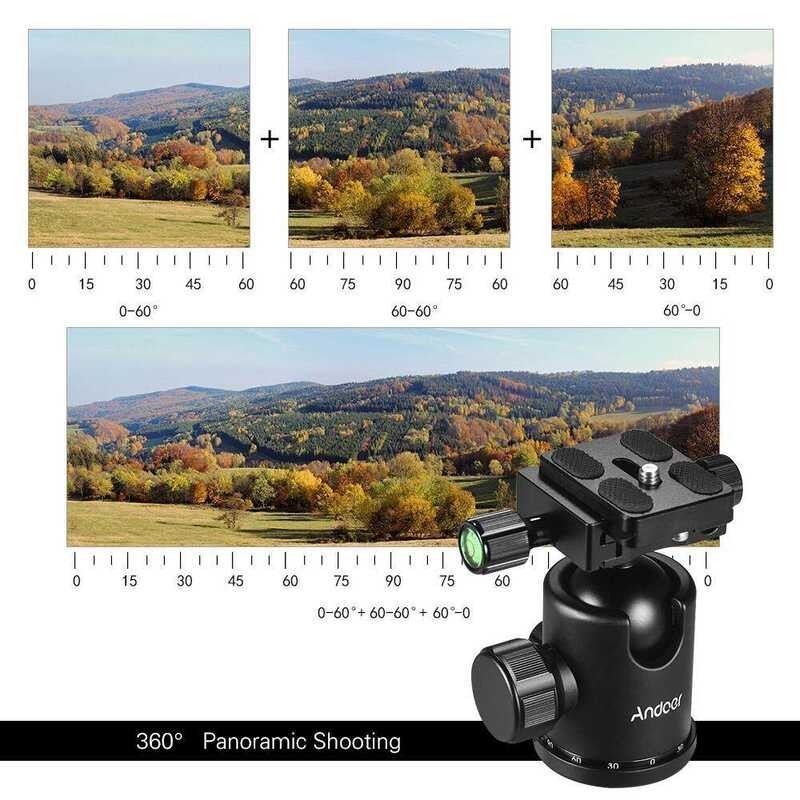 จับลูกบอลขาตั้งกล้อง360องศาหมุน Andoer Panoramic Ballhead 1/4นิ้วส