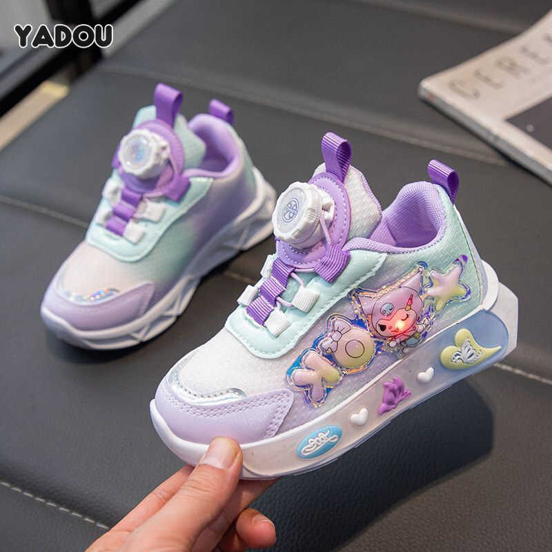 ▣ YADOU รองเท้าผ้าใบเด็กผู้หญิง มีไฟ รองเท้าผ้าใบเด็