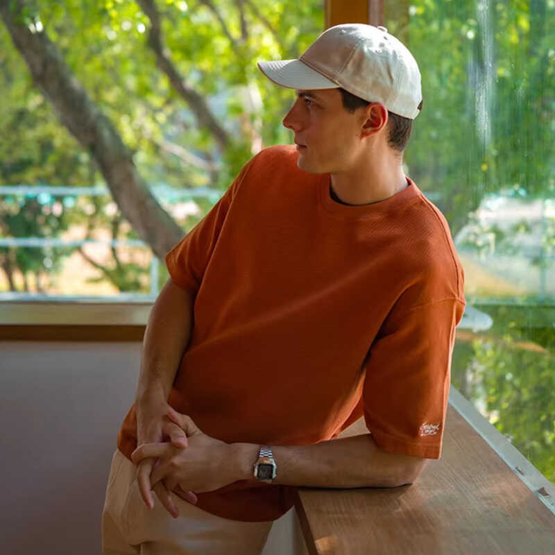 ▥ 2025 ฤดูร้อน Super หลวม 300Gsm Breathable Pique ผ้าเสื้อยืดชายเสื้อขนาด Plus ▥