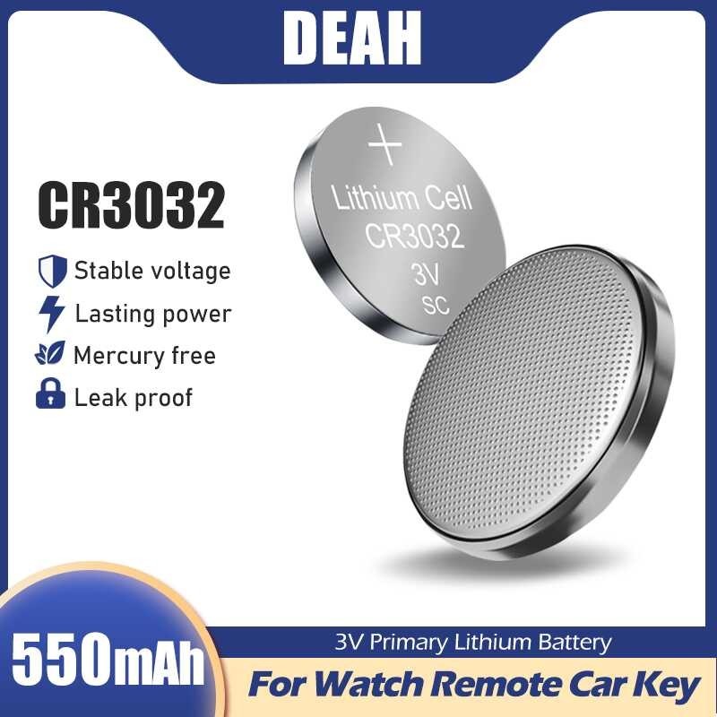 Cr3032 CR 3032 550Mah 3V เซลล์เหรียญแบตเตอรี่ก้อนเล็กลิเธียมสำหรับรถยนต์รีโมทไฟฉายควบคุมนาฬิกาเปลี่ย