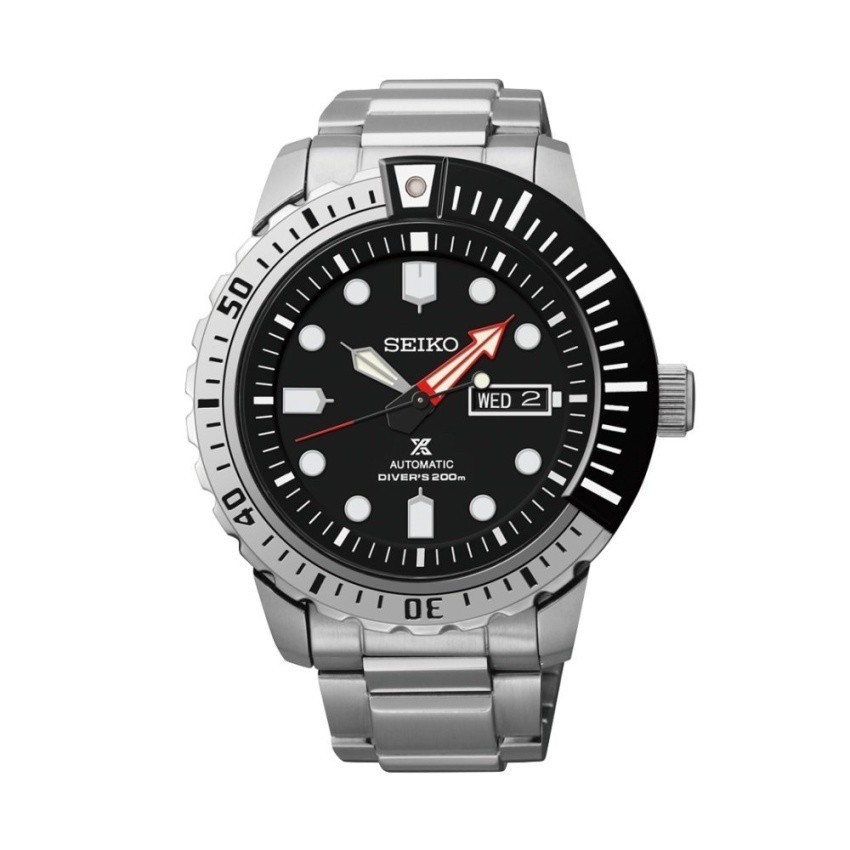 ♞,♘,♙Seiko Automatic นาฬิกาข้อมือชาย Black Dial Stailess Steel Divers Prospex SRP587K1