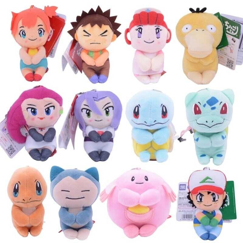 [Hot Plush Toys Game HOT 543] 10ซม. ตัวเลข Key Chain Ash Ketchum Pikachu Misty Psyduck พ