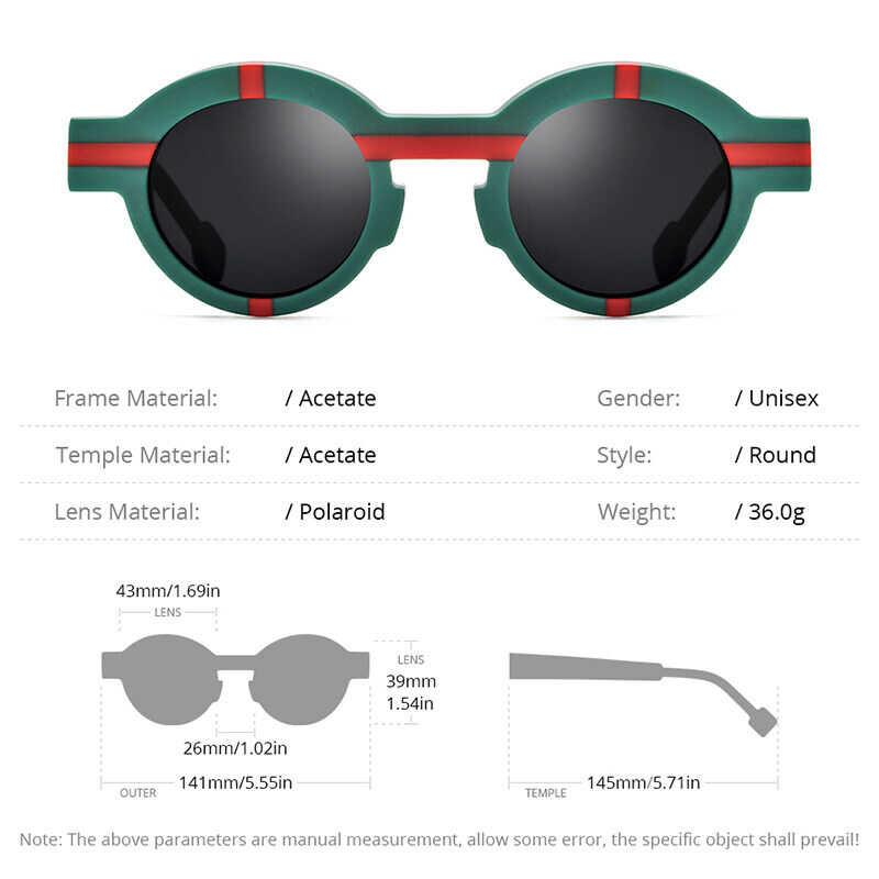 ❤ HEPIDEM Matte Acetate Polarized Uv400 Men 2023 Retro Vintage Circle Round Sun Glasses Women Sha